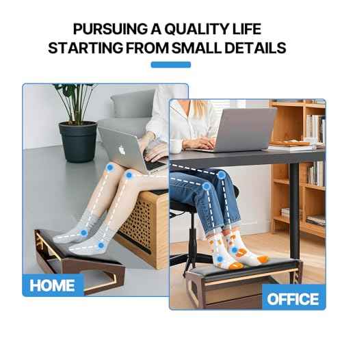 Ergonomic Foot Rest, 4 Adjustable Height Foot Stool,Footrest Under Desk£¬ Soft Cushions, Foot Rest Office,Improving Posture, Promoting Blood Circulation£¨Espresso£©
