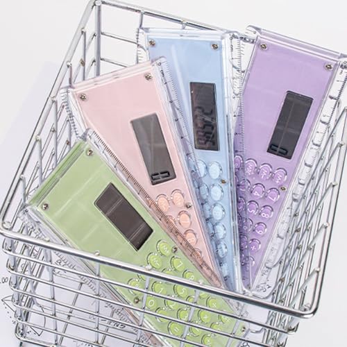 Pink 15cm Double Scale Ruler with Built-in 8 Digit Calculator for School Office
