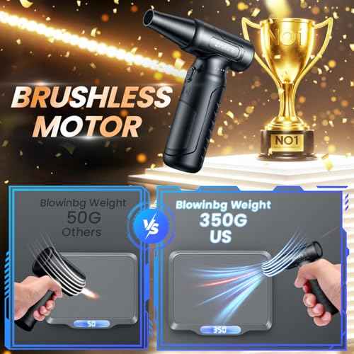 Electric Compressed Air Duster 330000 RPM - Cordless Rechargeable Air Blower for PC/Computer Cleaning, Keyboard, Electronics, Car & Home Dusting, Replaces Air Cans (Powered Turbo Fan Duster)