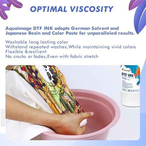 500ML DTF Ink Set Vivid Pigment Ink for PET Film Direct-to-Film Printing, Perfect Refill for Printheads (DX5/DX7/5113/XP600/I3200/4720/TX800) 2White+Black+Cyan+Magenta+Yellow