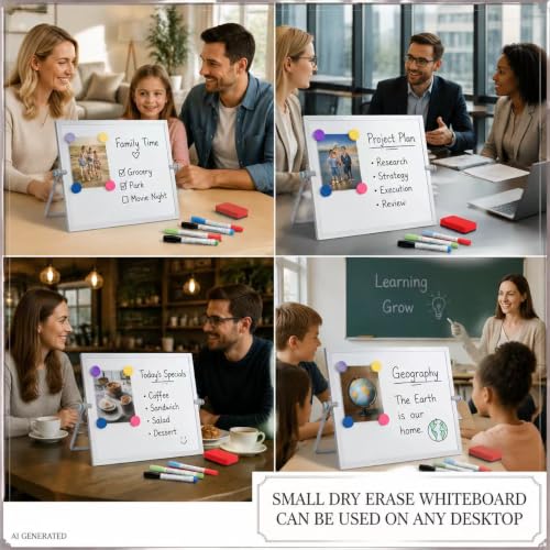 10x10 Inch Magnetic Whiteboard with Stand - Small Dry Erase Board for Office & Home