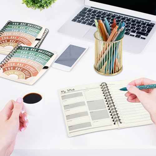 Thenshop 60 Pcs Bulk Mental Health Awareness Gifts Self Care Items Bulk Positive Affirmation Journals Inspirational Spiral Notebooks & Pens for Boss Employee Staff Coworker Student Teacher (Rainbow)