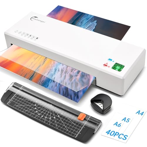 Buyounger 9 Inch Thermal Laminator Machine Set with 40 Pouches - White
