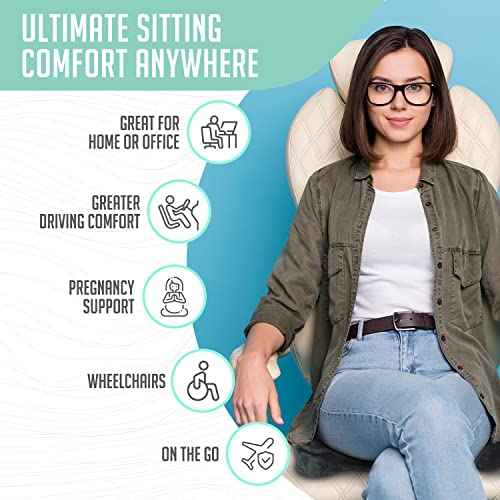 Premium Foldable Travel Seat Cushion - for Relief of Lower Back, Sciatic, Butt and Tailbone Pain - for Home & Office Use, Perfect for Travel or Driving - Coccyx Seat Cushion