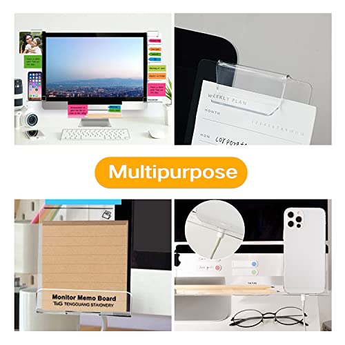 OSPNIEEK Set of 3 Acrylic Monitor Memo Boards for Computer - Left, Right & Bottom with Sticky Notes & Phone Holder