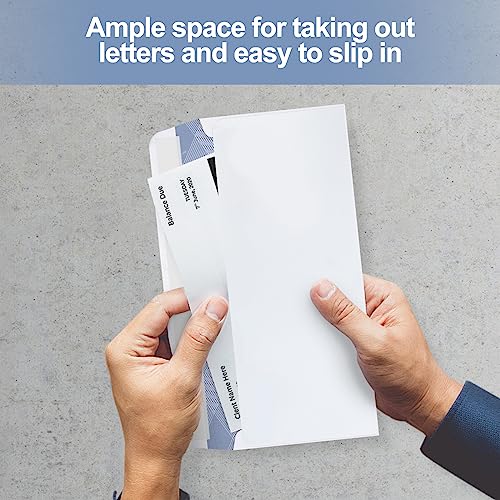 PANDRI 500 Pack #10 Windowless Self-Seal Security Envelopes - Blue Inner Stripe