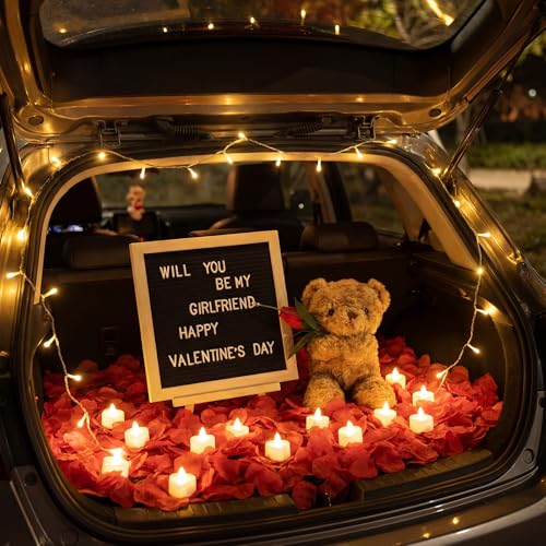 Ceenna Will You Be My Girlfriend Letter Board Sign Set with Bear & Red Variations