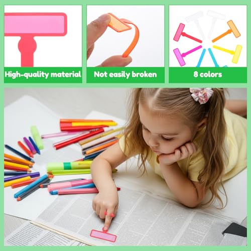 Colorful Reading Guide Strips with Finger Rings for Dyslexia & Reading Assistance