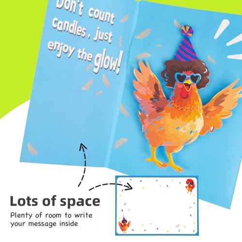 Dancing Chicken Birthday Card, Funny Birthday Card for Men Women Kids, Music & Shaking Body Motion Greeting Card with Envelope, Unique Hilarious Birthday Gift, 5.9 Inch x 8.4 Inch