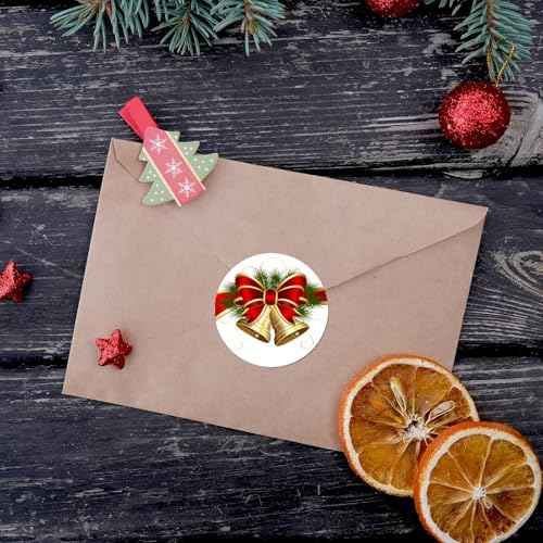 Christmas Stickers Merry Christmas Stickers for Cards Crafts Gifts, 500 Pcs Happy Holidays Sticker for Envelopes 1.5" Small Xmas Envelope Seals Sticker Roll for Gift, Boxes, Round (Christma)