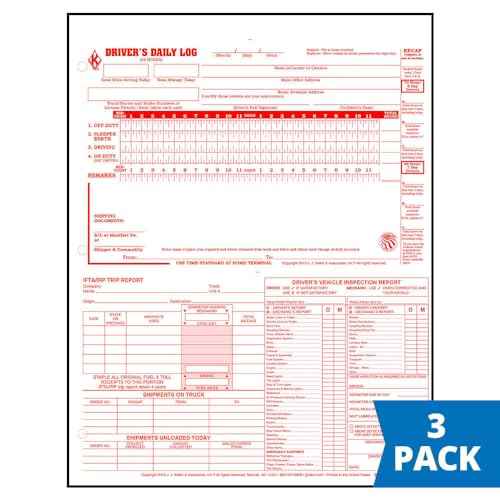 5-in-1 Driver Daily Log 3 Pack, Shrinkwrapped Loose-Leaf Format, 2-Ply Carbonless, 8.5" x 11", 31 Sets of Forms Per Unit, J. J. Keller & Associates, Inc.