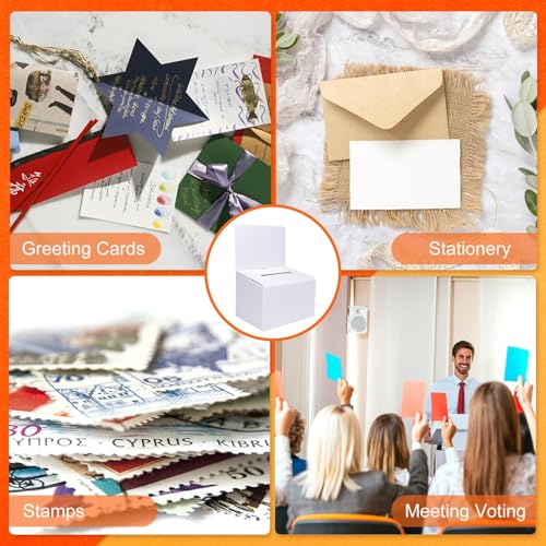 GRAWUN 3-Pack Cardboard Suggestion Boxes with Slot, White Glossy Conference Feedback Containers