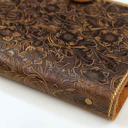 Vintage Floral Embossed Leather A5 Journal Binder, Writing Notebook with Pen Holder - Customizable Gift for Her W10-LAXBS-1