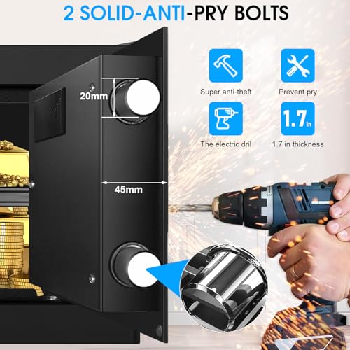 0.8 Cubic Small Safes for Home Use, Digital Security Home Safe Box with Programmable Keypad, Removable Shelf and Spare Keys, Anti-Theft Money Safe Steel Lock Box for Document Medicine Valuables