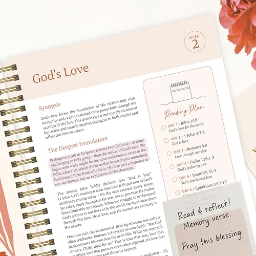 Spiral Bible in a Year Study Guide Floral Bundle - Christian Devotional Kit