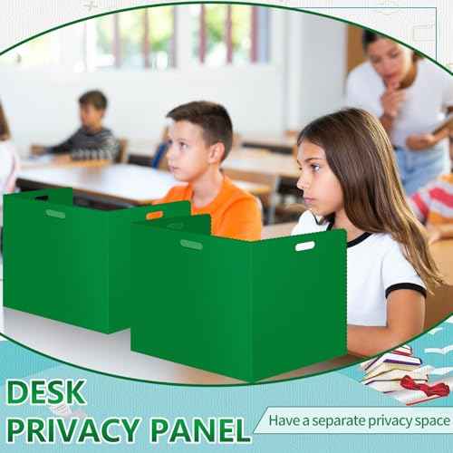24 Pcs Desk Dividers for Students Classroom Plastic Privacy Folders Green Test Dividers for Students Desks Trifold Privacy Panel Partitions for School Teacher Supplies (24pcs Green)