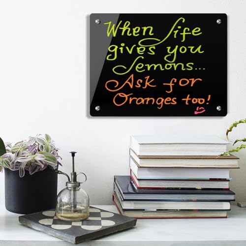 Okydoky 12 x 16 Black Glass Dry Erase Whiteboard Frameless for Home & Office