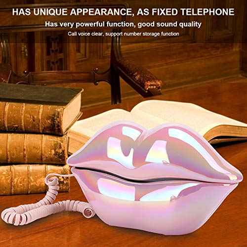 Lip Landline Phone, Electroplating Funny Lip Shape Telephone, Home Desktop Corded Fixed Telephone for Home Office Phones¡¦