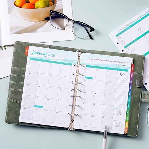 2026 Planner Refills - A5 Planner Inserts with 7-Hole Punched, JAN 2026 - DEC 2026, 5-1/2" x 8-1/2", Planner Refills 2026, A5 Binder Inserts, 2026 Weekly and Monthly Planner Refill with Colorful Tabs