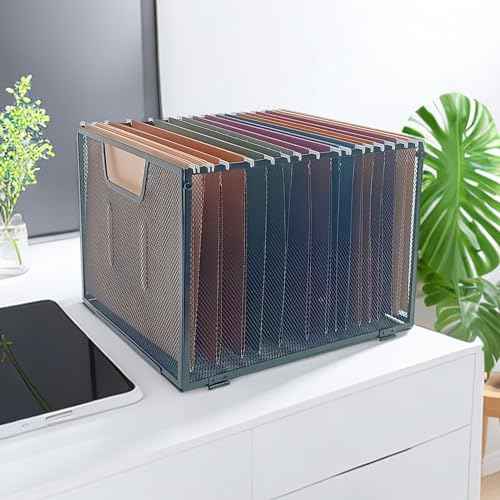 Metal Mesh File Baskets,Hanging File Folder Organizer,Office File Box,Letter Size,Black (2)