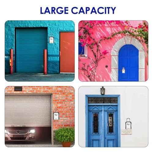 Key Lock Box, Waterproof 4 Digits Combination Lockbox with Removable Shackle, Wall Mount Resettable Key Hider, Upgraded Large Password Boxes for Car House Office Apartment Keys-Grey