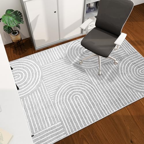 Chakme 45x60 Grey Ink Office Chair Mat for Hardwood Floors, Nonslip Computer Desk Protector
