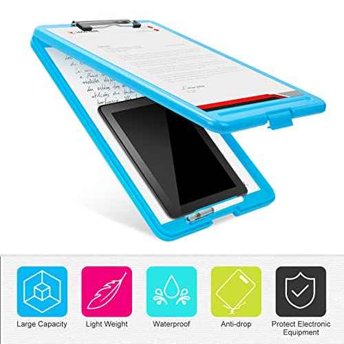 IKAYAS Heavy Duty 9.5 x 13.8 Inch Translucent Metal Storage Clipboard with Paperboard for Classroom, Office, School, Hospital