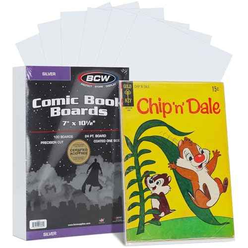 BCW Silver Comic Book Backing Boards 7" x 10.5" ? 200 Pack | Certified Acid-Free | Comic Book Boards for Fabric Storage & Silver Age Comic