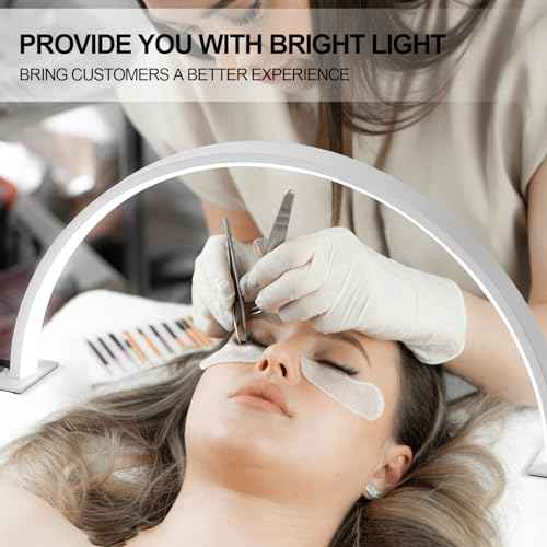 Nail Lamp for Desk, 18.5in Diameter Half Moon Lamp with 3 Color Modes & 10-Level Adjustable Brightness, Desk Lamp for Nail Tech, Lash Extensions, Facial Spa, Manicure(8.66¡± Hx 18.5¡± W)
