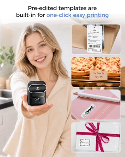 Phomemo M110 Label Maker Black with 1 Printer & 1 Roll Label – Portable Bluetooth Thermal Printer