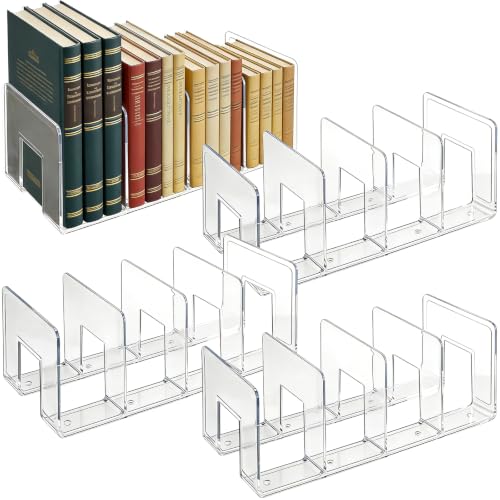 Lawei 4-Pack Acrylic 4-Section File Sorter Organizer for Desk, 12.5 x 5.7 x 5 in