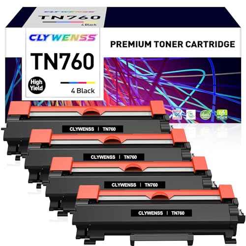 TN760 High Yield Black Toner Cartridge Replacement for Brother TN760 TN-760 TN730 for MFC-L2750DW HL-L2370DW HL-L2350DW HL-L2395DW HL-L2390DW MFC-L2710DW DCP-L2550DW Printer (4-Pack)