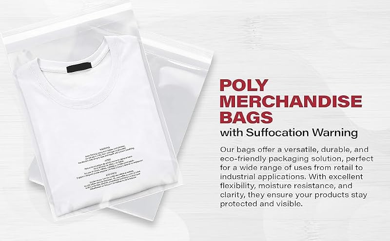 100 6x9 SUFFOCATION WARNING SELF SEAL FLAP TAPE CLEAR VALUEMAILERS