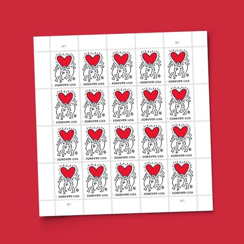 US Postal Service Love 2025 Forever Stamps Sheet of 20 - Keith Haring Design