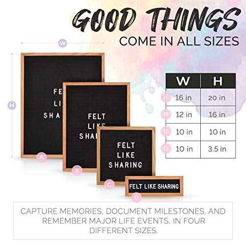 Felt Like Sharing Letter Board (Black Felt - 12¡±x16¡±) ? Changeable Message Board with 3 Sets of Felt Board Letters for Home, Office & Aesthetic Room Decor ? Wall Letterboard Signs In Oak Frame