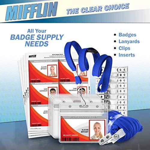 MIFFLIN-USA Flat Breakaway Safety Lanyard for ID Badges (Blue, 36 Inch, 100 Pack), Soft Woven Neck Line