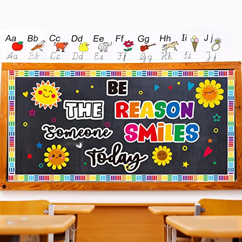 Classroom Bulletin Board Decoration Set with Welcome & Motivational Quotes - Be The Reason Someone Smile Today