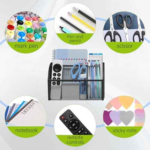 YINGHUA Strong Magnetic Pen Holder for Whiteboard and Refrigerator 3 Compartments Metal Mesh Organizer Space Saving Shelf for Office School Home and Locker - Black
