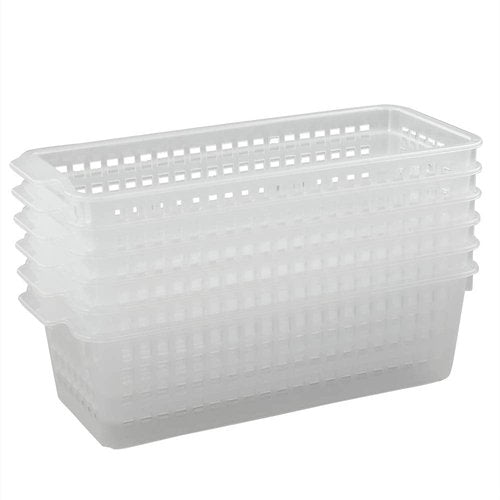 Qskely Clear Small Plastic Pencil Storage Baskets, Pack of 6