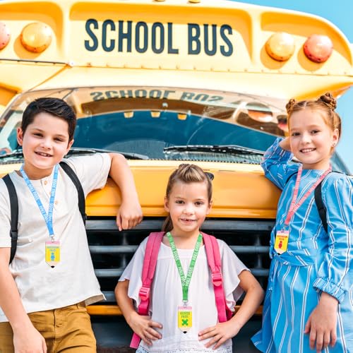 Classroom Hall Passes with Lanyards - 6 Pack, Wooden & Colorful Polyester Straps