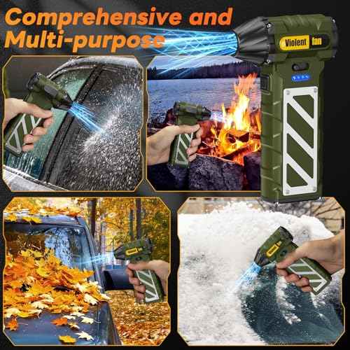 XAP Multi-Purpose Electric Compressed Air Duster & Mini Vacuum - 130,000 RPM Cordless Air Blower with Seatbelt Cutter & Window Breaker, 8000mAh Rechargeable Violent Turbo Fan, Ideal for Office/PC/Car