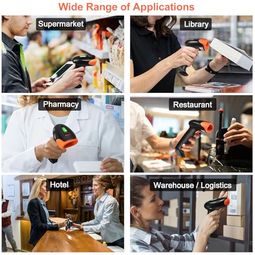 KUIIYER Bluetooth Barcode Scanner - 2D QR 1D Wireless Handheld Bar Code Reader