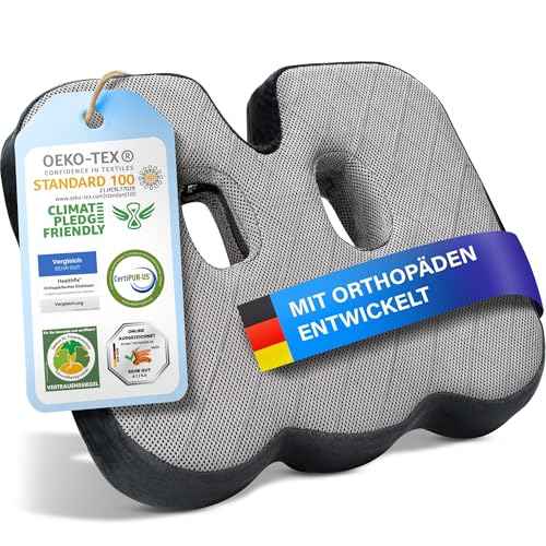 Healthfix¢ç Orthopedic Seat Cushion ? Ergonomic Memory Foam Coccyx Cushion with Washable Breathable Cover & Non-Slip Base ? Tailbone & Sciatica Pain Relief Pillow for Office Chair (Medium)