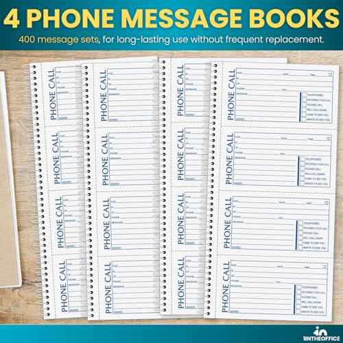 1InTheOffice Phone Message Book 2 Part Carbonless, 5.5" x 11", 2-Part Carbonless, 400-Set/Book - 4 Pack