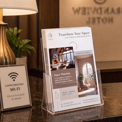 NIUBEE Acrylic Brochure Holder 8.5 x 11 Inches - 2 Pack, Clear Display Stand