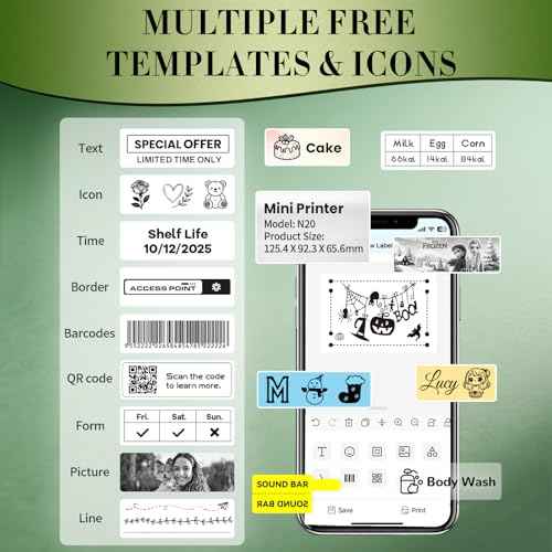 Label Maker Machine with Tape, 2 Inch Portable Bluetooth Label Makers, N20 Wireless Thermal Label Printer for Small Business, Office, Home, School, Barcode Address Logo Inkless Labeler for Phone