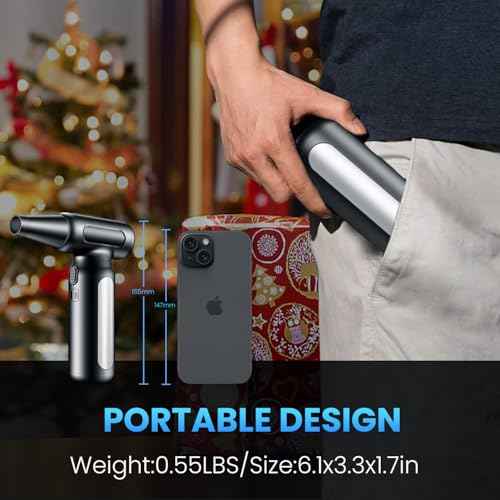 Electric Compressed Air Duster - 32,0000 RPM Rechargeable Cordless Air Blower for PC, Computer Keyboard Cleaning Kit - Mini Battery Powered Air Duster for Electronics, Car, Home - Replaces Air Cans