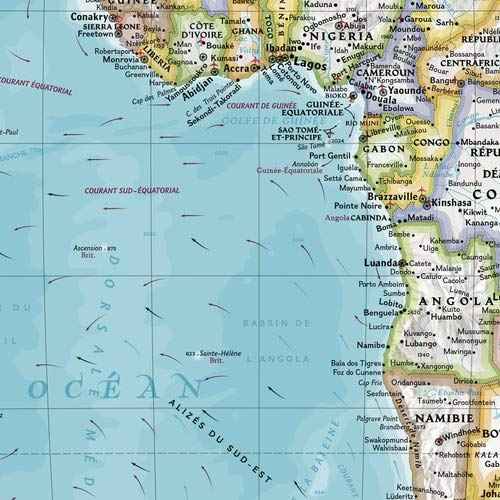 National Geographic French World Wall Map, Carte du Monde en Francais - 43.75 x 30.5 inches - Laminated