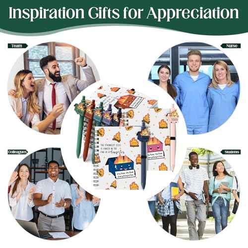60 Pcs Dumpster Fire A6 Notebooks Pens Bulk Boss Day Inspirational Funny Gift Set with Saying Dumpster Fire Notepad Ballpoint Pen Dispatcher Employee Appreciation Gift (Colorful)