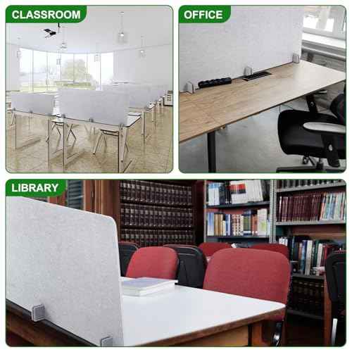 2 Pack Acoustic Desk Divider Partition 23.6 x 47.2 Stand up Freestanding Privacy Panel Noise Visual Distractions Reducing Table Divider for Student Reception Area Office(Beige)